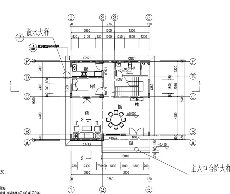 100平三层别墅设计一层户型图