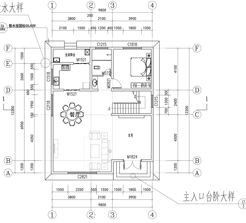 120平方农村三层现代别墅设计平面图