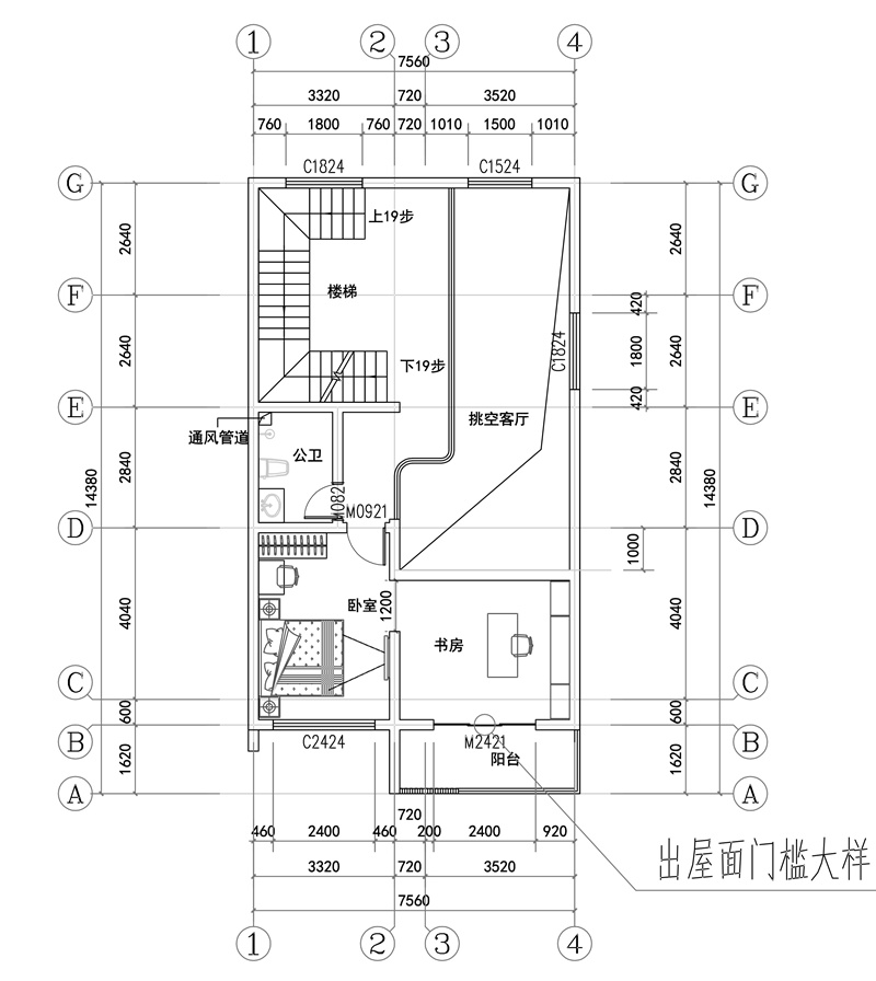 100平农村四层自建别墅设计平面图