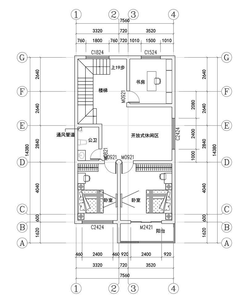 100平农村四层自建别墅设计平面图