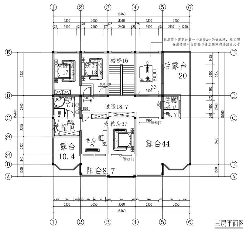 17米15米三层欧式大别墅设计平面图