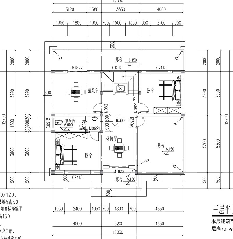 农村三层新中式别墅图纸设计平面图9.jpg