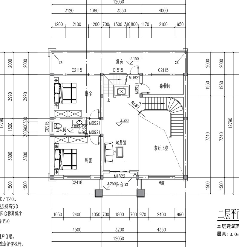 农村三层新中式别墅图纸设计平面图_8.jpg