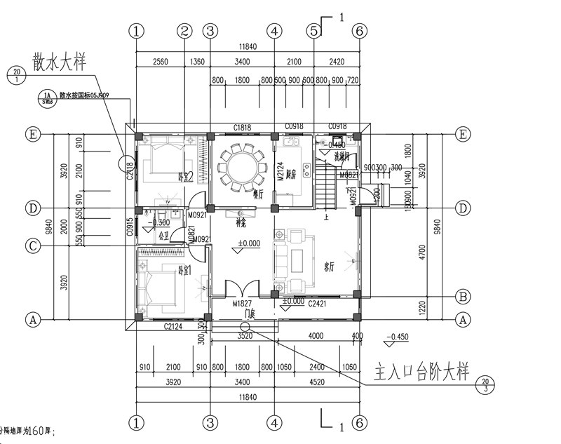 农村120平方三层欧式别墅平面图