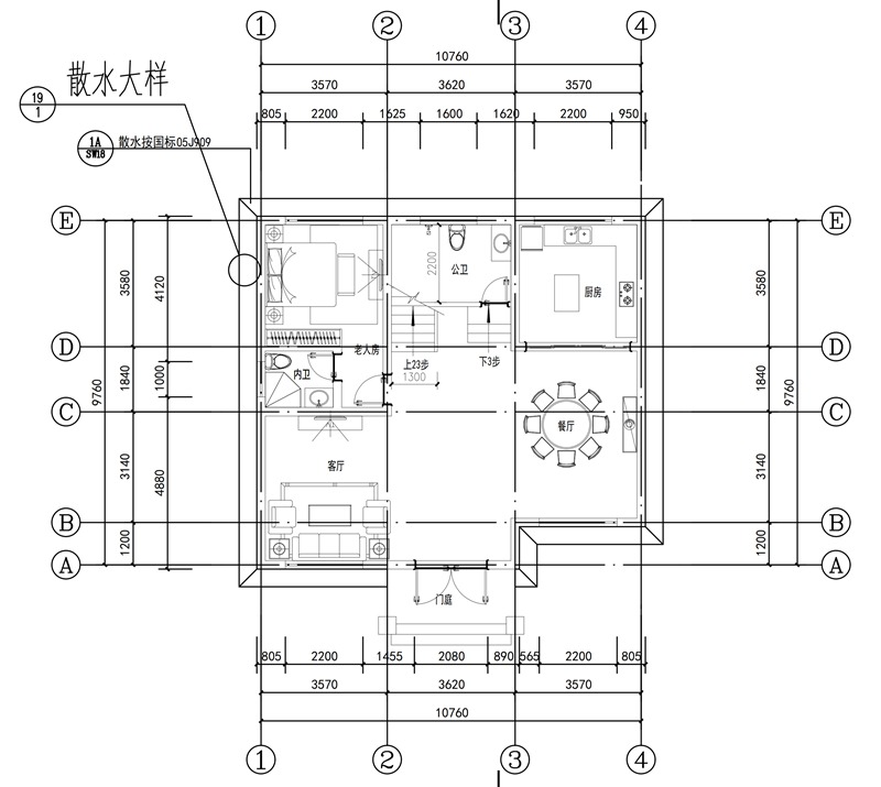 农村三层中式乡村别墅设计平面图