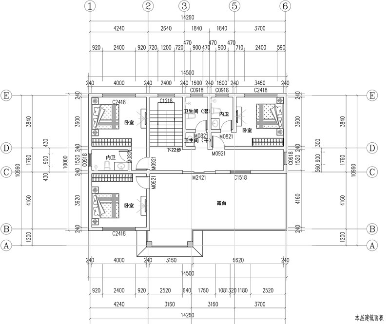 农村150平三层欧式自建房设计平面图