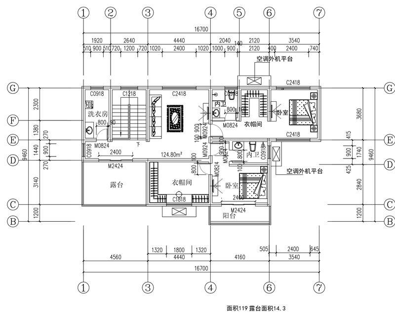 农村160平三层现代别墅设计平面图