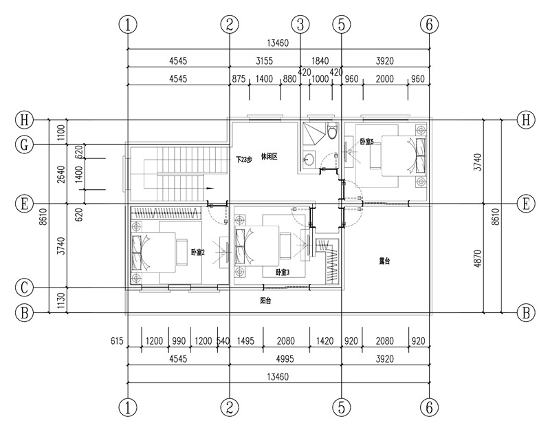 开间13.5米进深8.5米两层自建房设计效果图