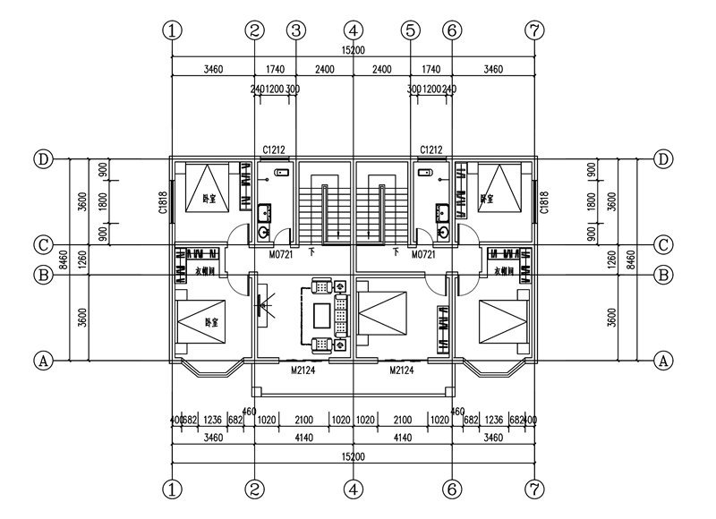 二层双拼自建房设计平面图