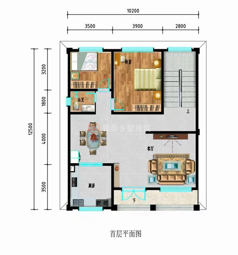 开间10米二层新中式别墅设计平面图