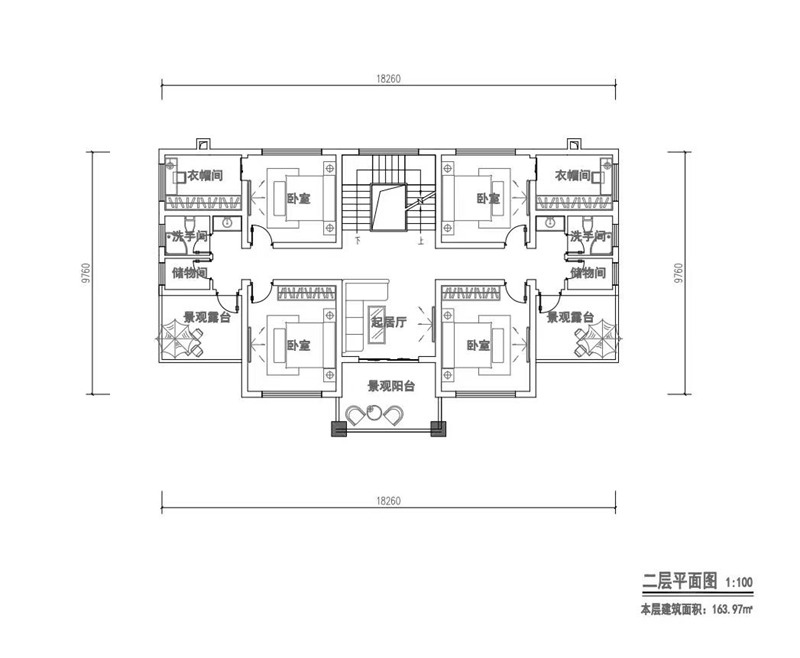 两兄弟共建二层新中式别墅平面图