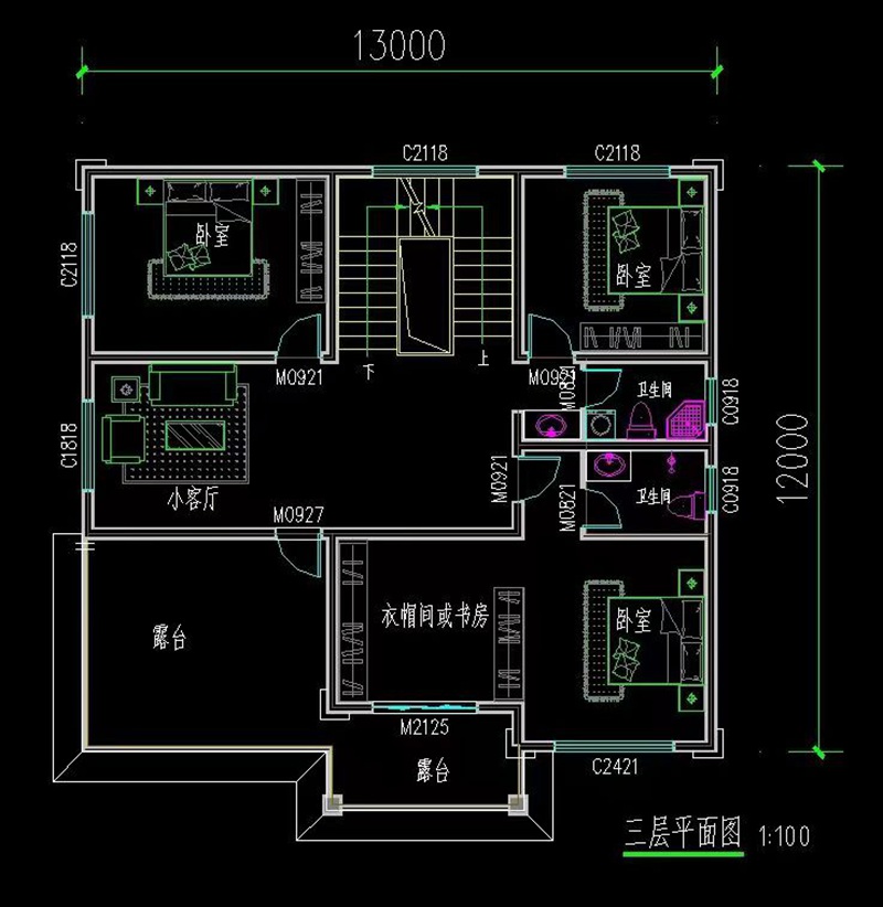 三层新中式别墅设计户型图