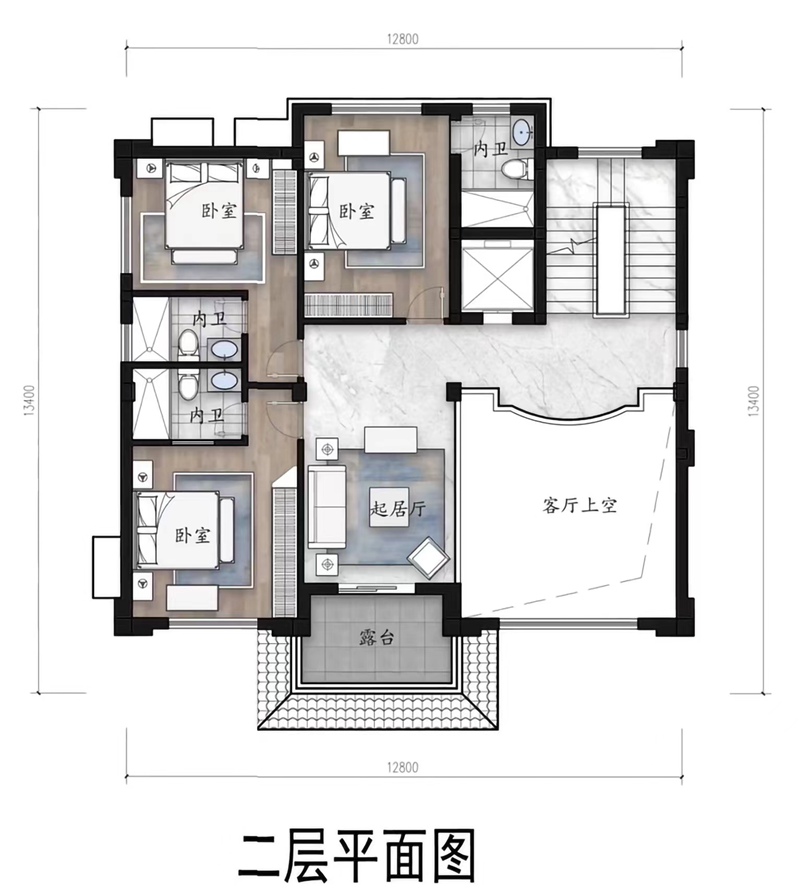 三层新中式自建房设计平面图