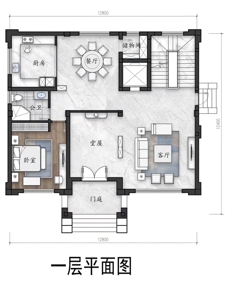 三层新中式自建房设计平面图